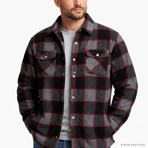 Freedom Foundry XL Black Red Plaid Fleece Button Up Shirt Jacket Shacket